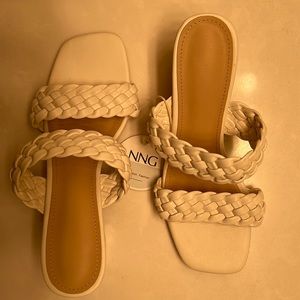 NNG Braided White Leather Open Toe Sandals